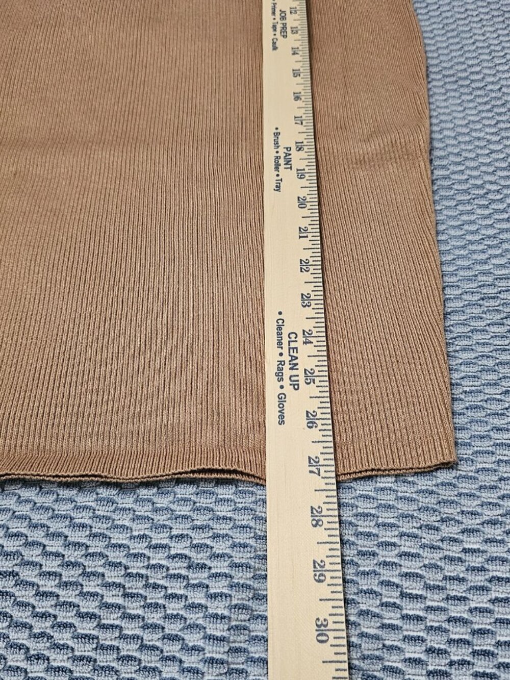 NEW Forever 21 Ribbed Knit Midi Skirt Khaki Tan Drawstring Waist Size Medium - Picture 6 of 6